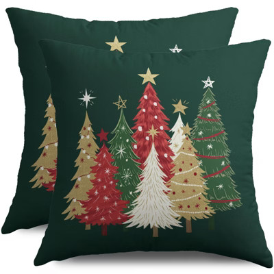 Christmas Pillow Covers 18X18 Set of 2, Forest Green Xmas Tree Winter | Target