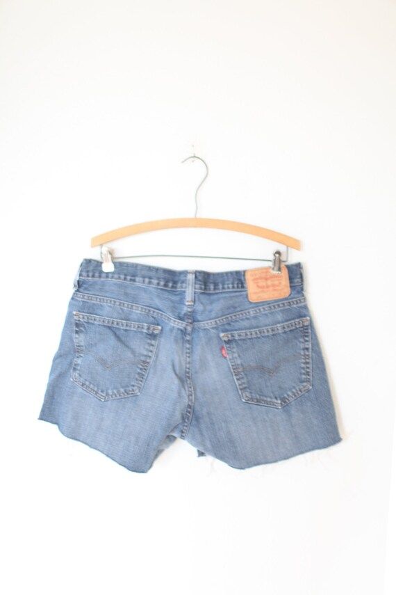 vintage 1980's distressed cut off levis   jean shorts 34 #0462 | Etsy (US)