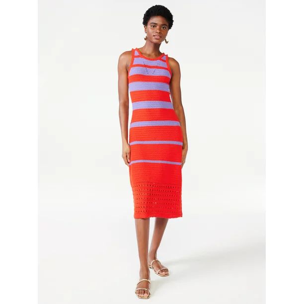 Scoop Women's Striped Crochet Dress - Walmart.com | Walmart (US)