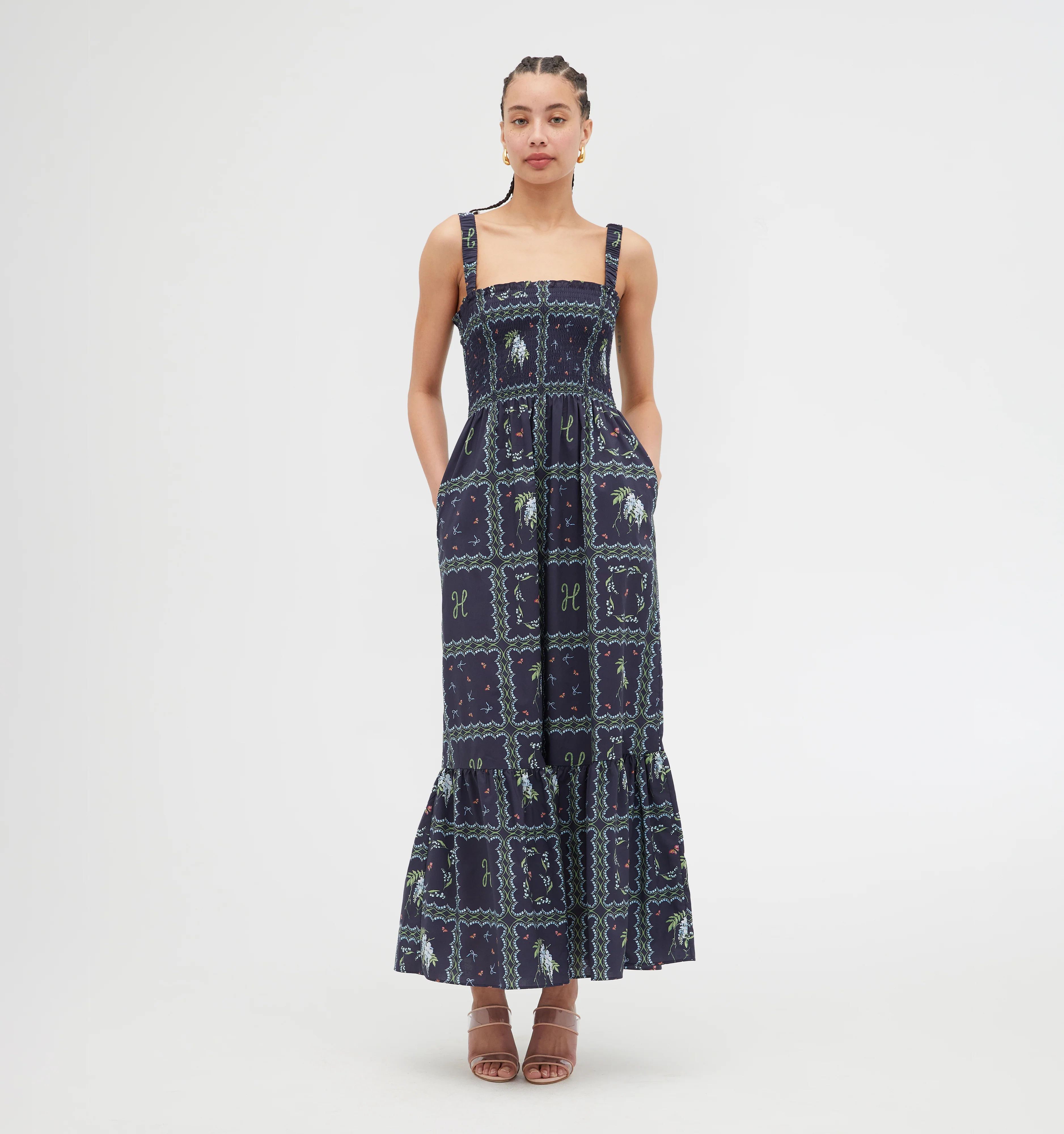 The Anjuli Nap Dress - Navy Floral Patchwork | Hill House Home US
