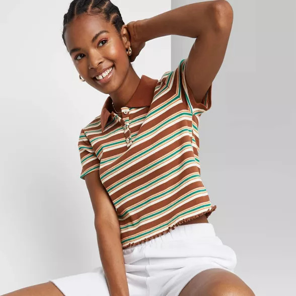 Women's Slim Fit Short Sleeve Polo Baby T-Shirt - Wild Fable™ | Target