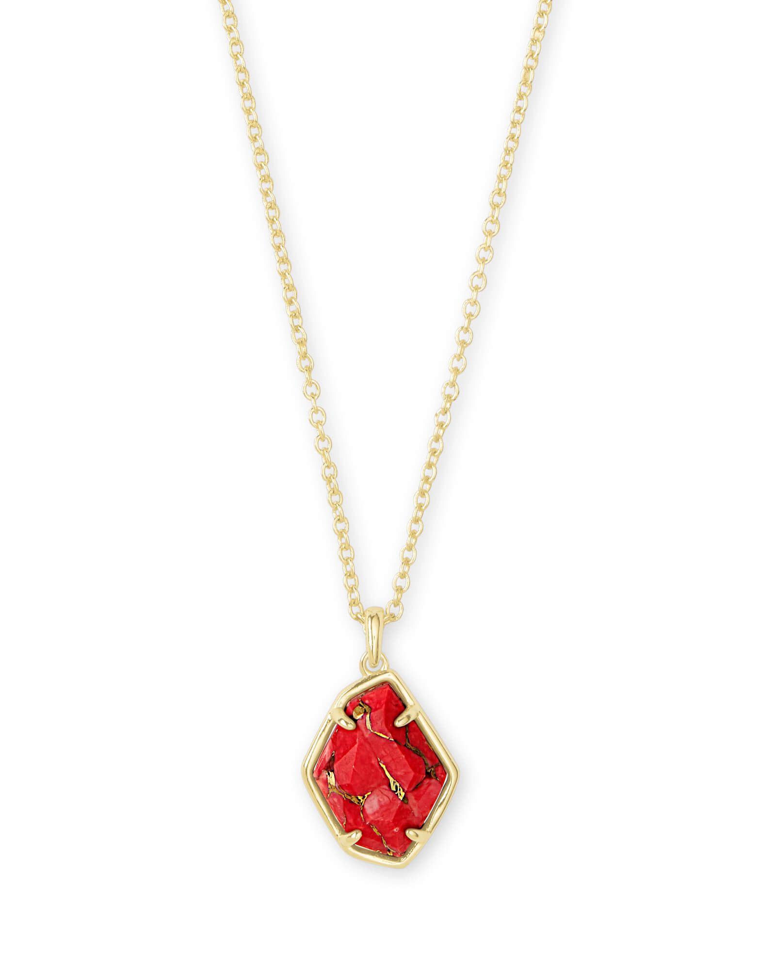 Ellington Gold Pendant Necklace in Bronze Veined Red Magnesite | Kendra Scott | Kendra Scott