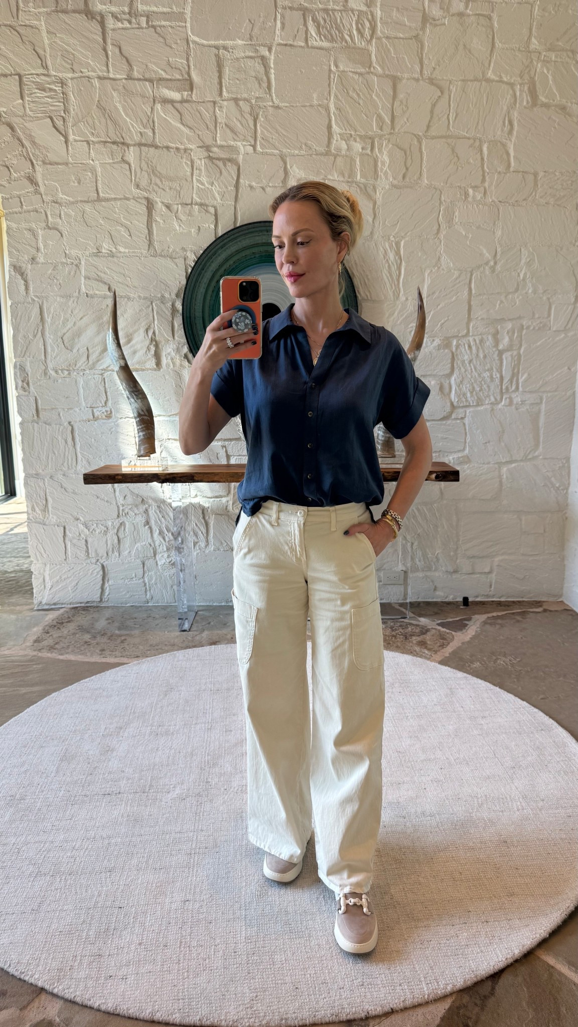 Perfect for running errands, carpool, and all the daily things uniform. #campshirt #cargos

#LTKSaleAlert #LTKOver40 #LTKStyleTip