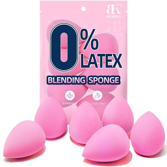 BEAKEY Latex Free Makeup Sponge Set of 6, Super Soft and High-definition Blender Beauty Sponge fo... | Amazon (US)