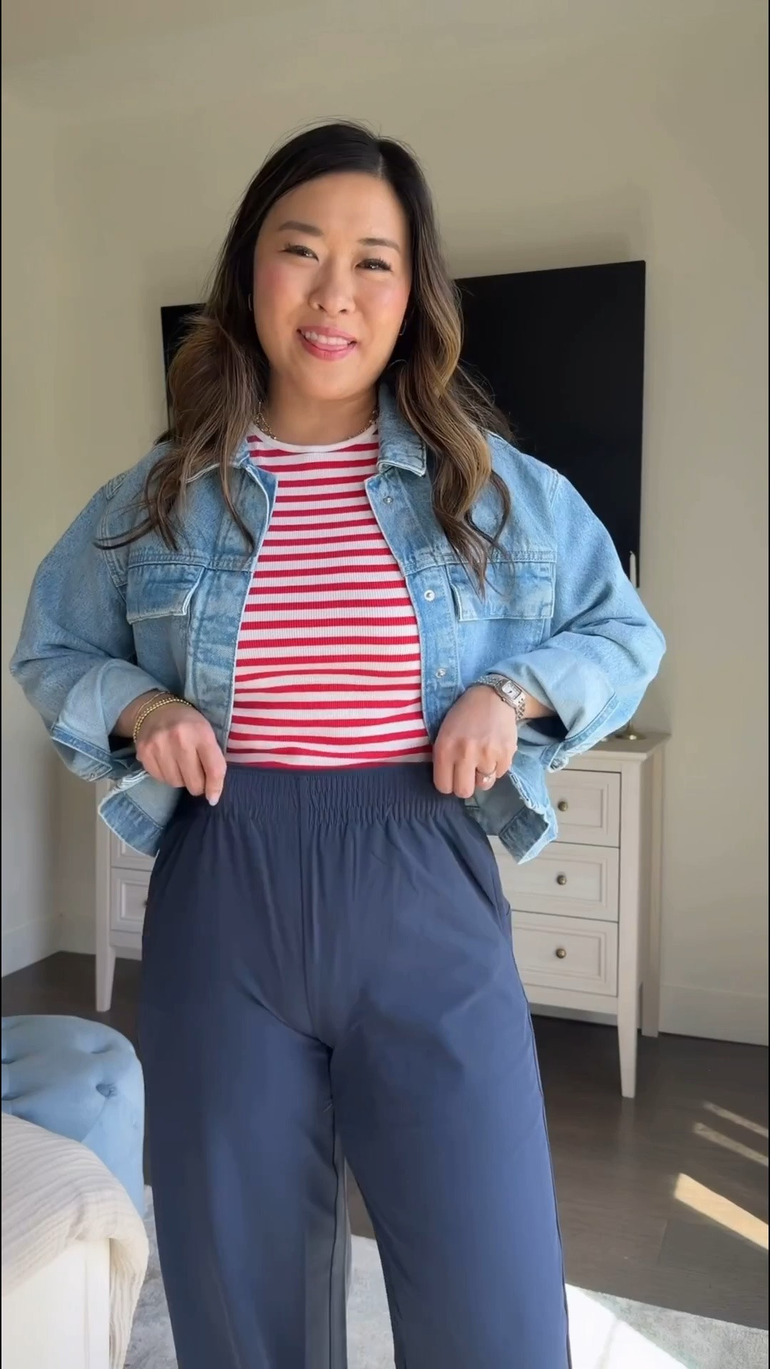 Red Striped Tee: Medium Denim Jacket: Medium Navy Pants: Small

Memorial Day weekend, stripes, 4th of July, trending, casual outfit, outfit inspo, cool mom style, tcs, trending, affordable fashion

#LTKmomlife #LTKootd #LTKSeasonal