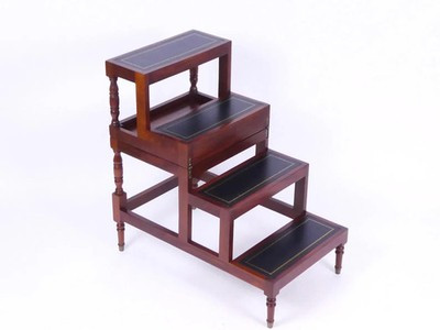 Antique Metamorphic Wooden Stairs with Leather, Foldable Bed Library Steps | eBay US