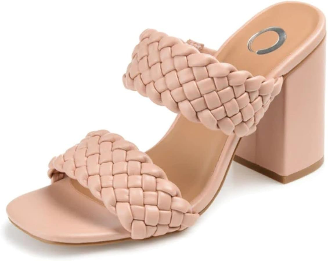 Journee Womens Melissa Open Square Toe Block Heel Dress Sandals | Amazon (US)