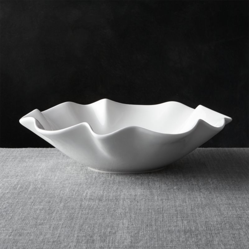 White Ruffle 15" Large Bowl + Reviews | Crate and Barrel | Crate & Barrel
