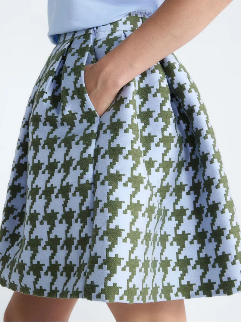 Free Assembly Women's and Women's Plus Houndstooth Pleated Skirt, Sizes 0-26W - Walmart.com | Walmart (US)