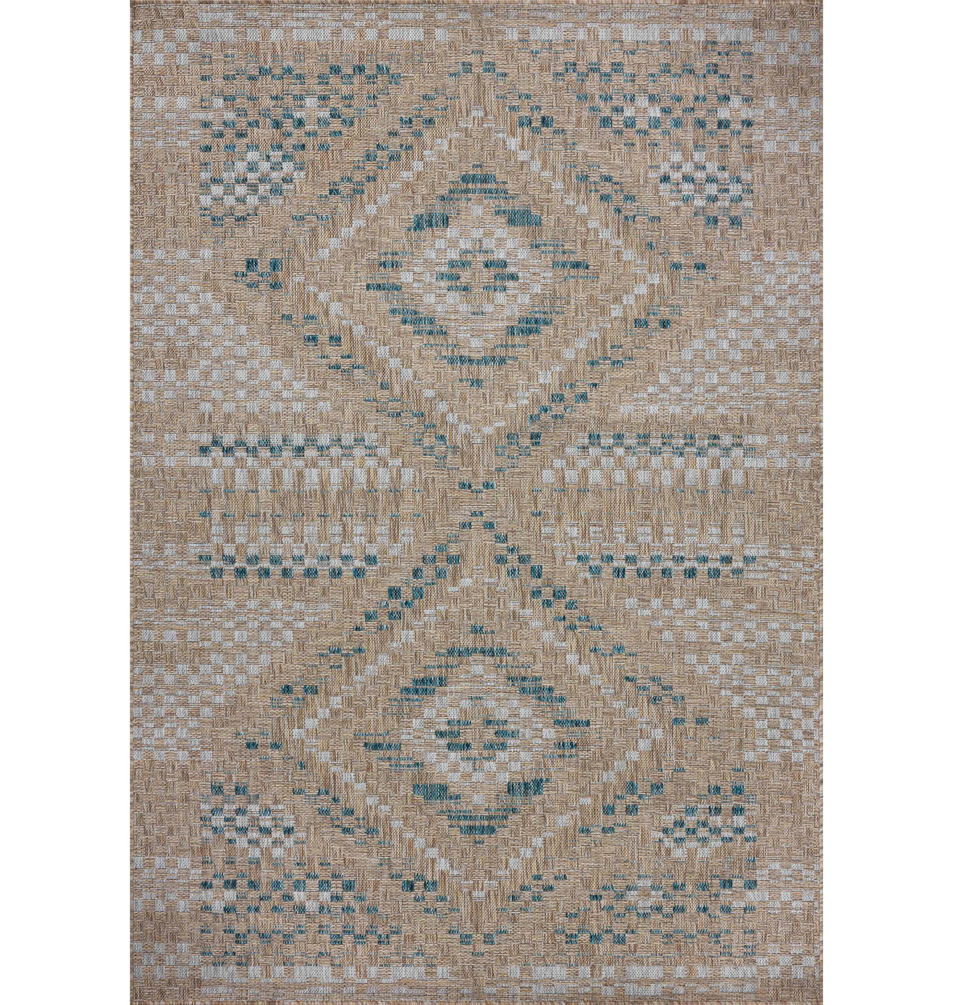 Amber Lewis x Loloi Indoor / Outdoor Topanga Natural / Aqua Area Rug | Wayfair North America