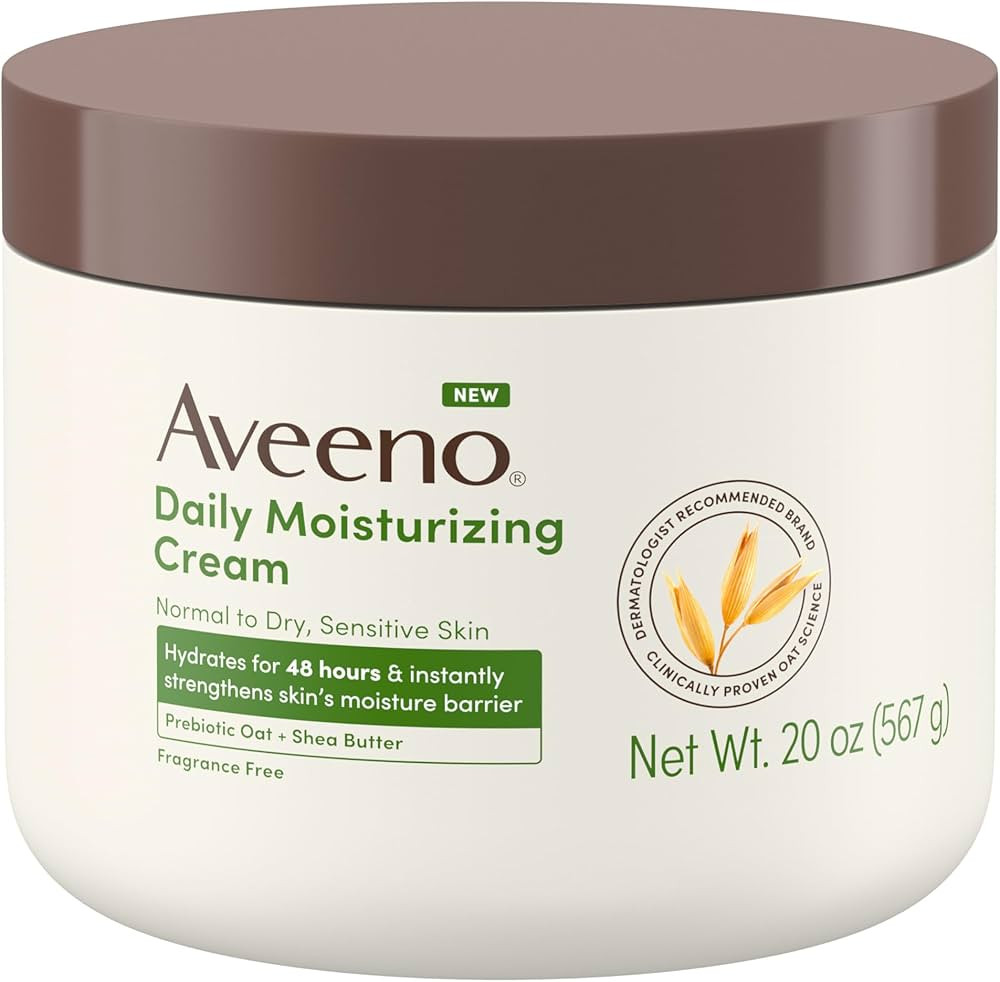 Aveeno Daily Moisturizing Cream with Prebiotic Oat & Shea Butter, Body, Face & Hand Cream for Nor... | Amazon (US)