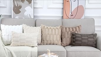 MADIZZ Set of 2 Soft Plush Short Wool Velvet Decorative Throw Pillow Covers 18x18 inch Beige Squa... | Amazon (US)