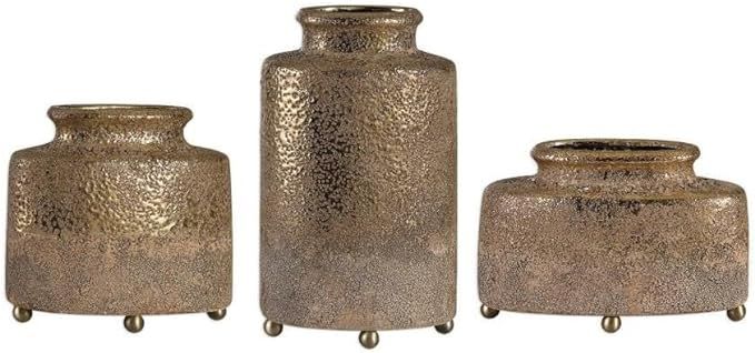 Uttermost Kallie Metallic Golden Decorative Vases Set of 3 | Amazon (US)