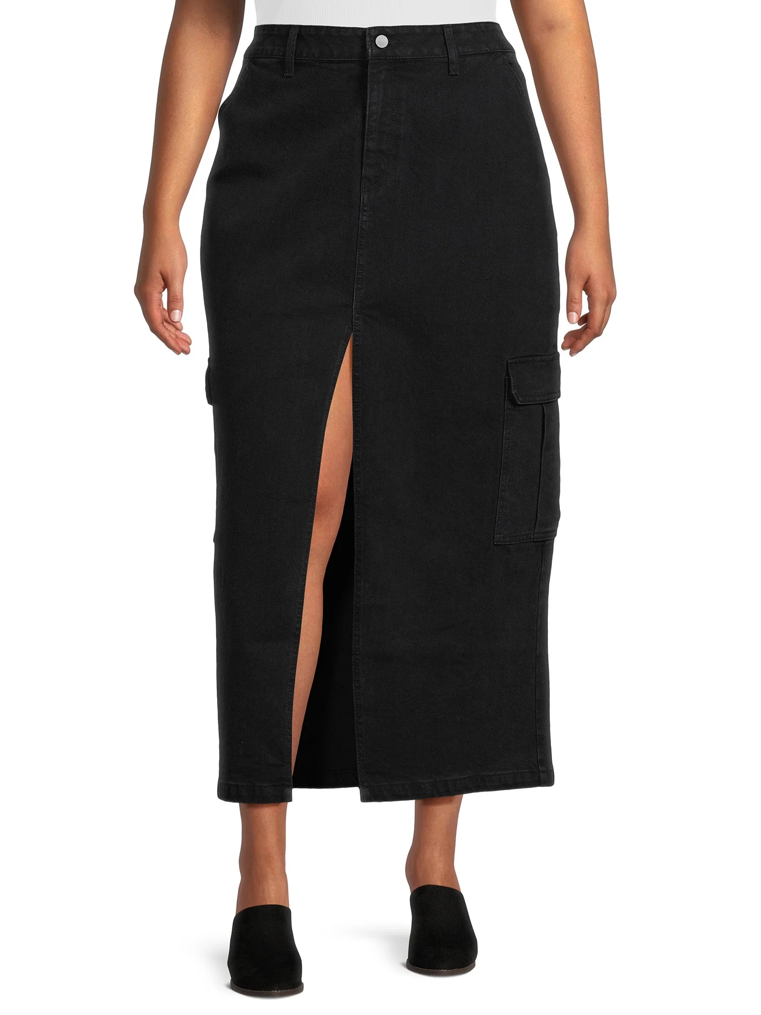 No Boundaries Juniors Plus Size Cargo Maxi Skirt | Walmart (US)
