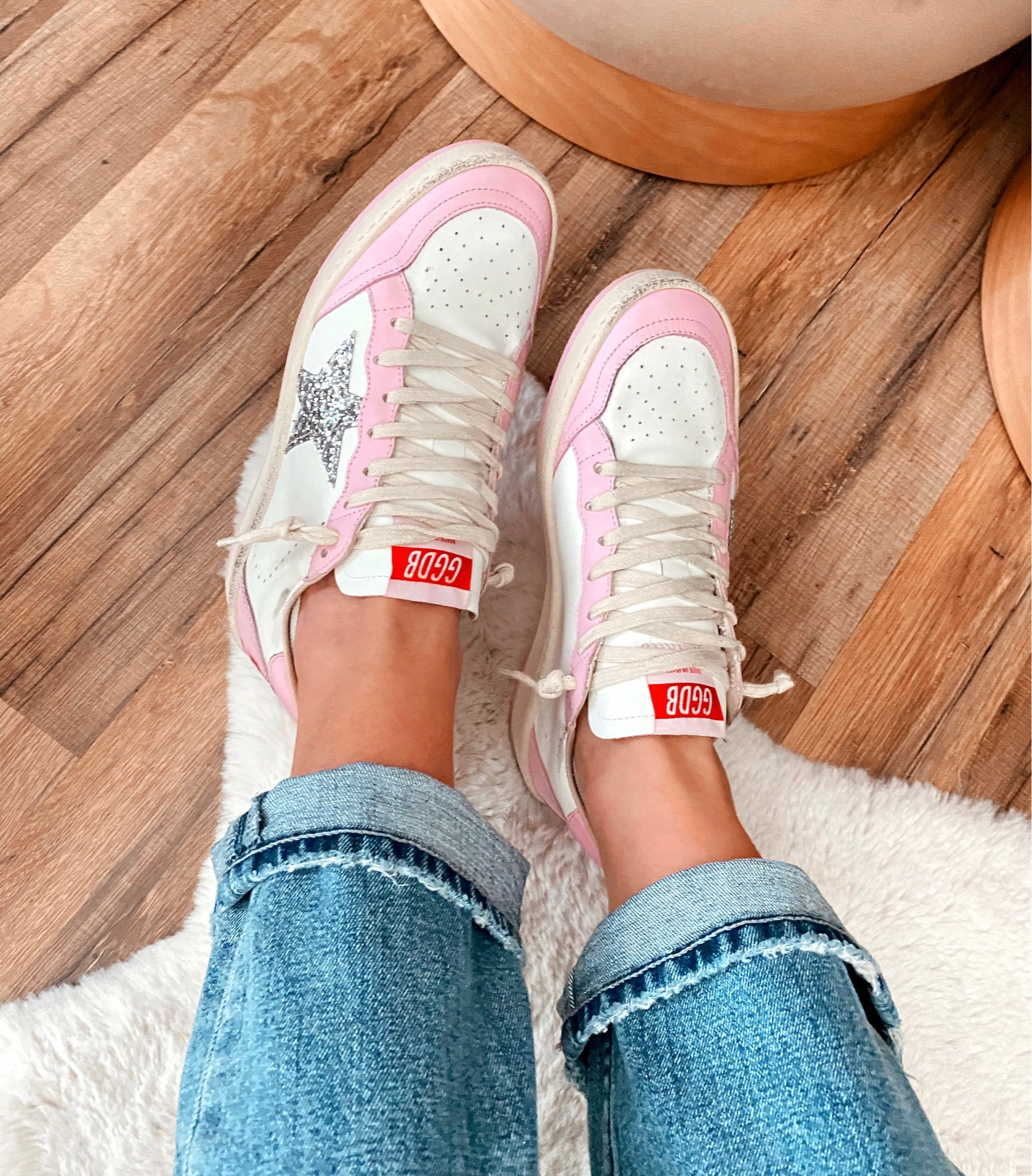 Skylar Mid-Rise Glitter Sneakers- Pink Star
