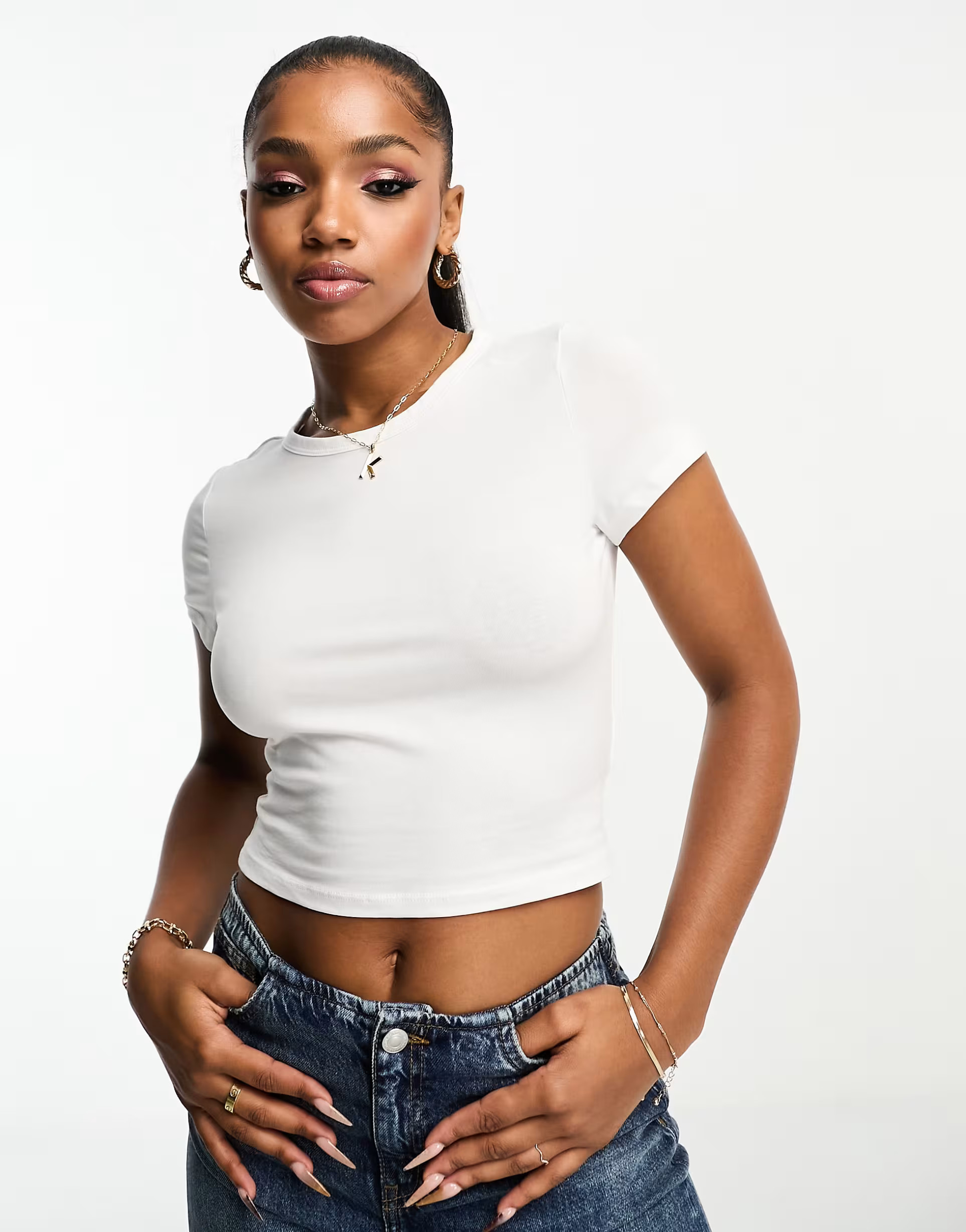 Monki shrunken baby t-shirt in white | ASOS (Global)