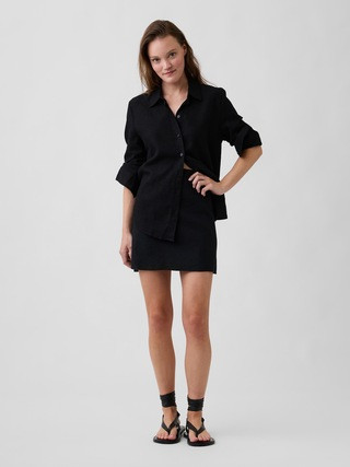 Linen-Blend Pull-On Mini Skirt | Gap Factory