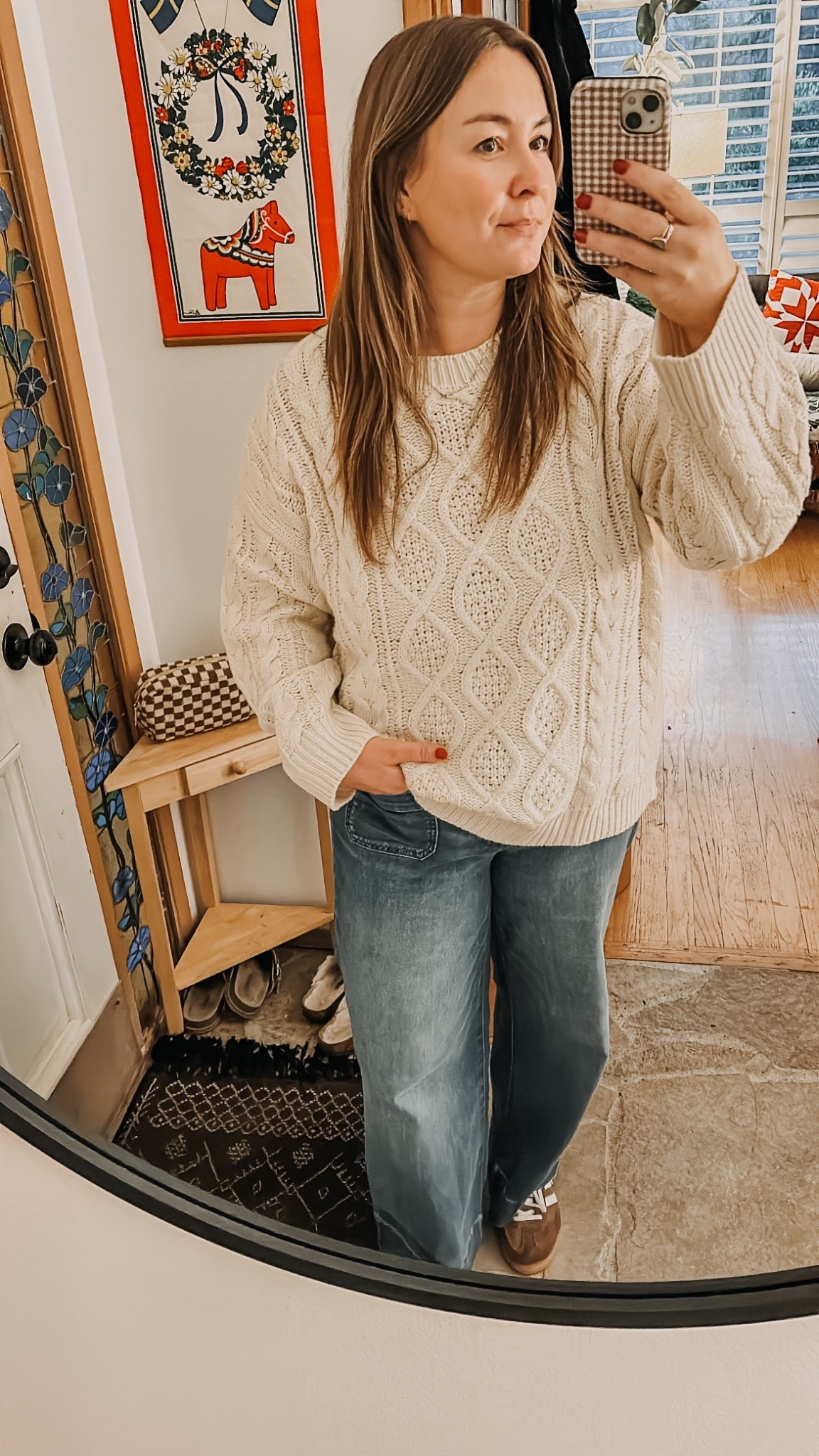 Millennial mom fit on this rainy December day 

Sweater came in a set with matching shorts which I don’t care about but the sweater was too good! I sized up one but didn’t need to, still think it would’ve been roomy. And these jeans feel like sweats. Presentable but cozy! That’s the goal 

#LTKMidsize #LTKFindsUnder50 #LTKootd