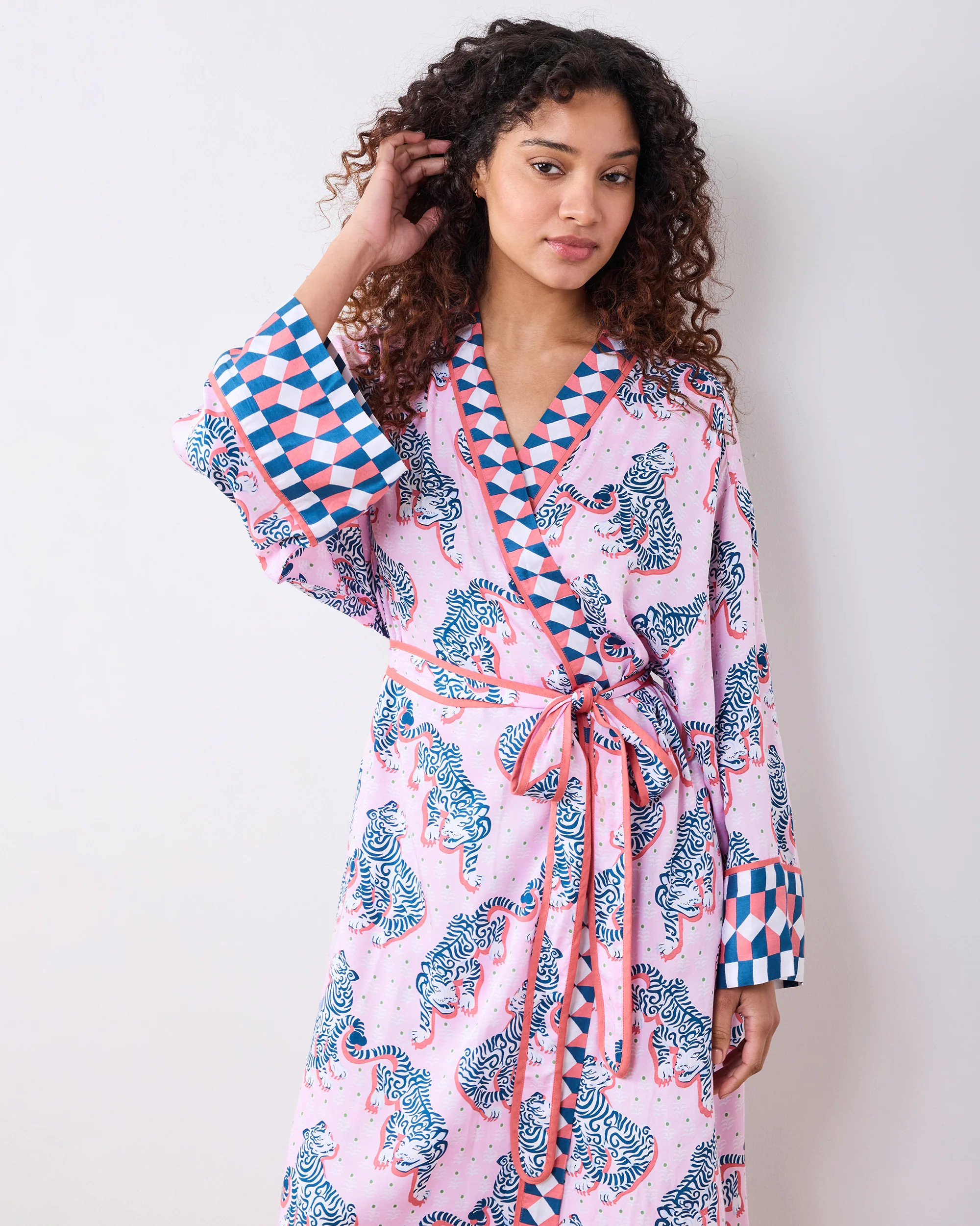Tiger Queen - Eco Satin Robe - Blush & Bashful | Printfresh
