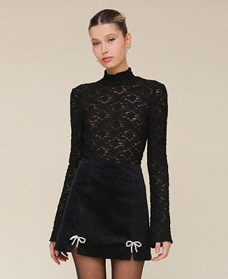 Avec Les Filles Women's Lace Long-Sleeve Turtleneck Top - Macy's | Macy's