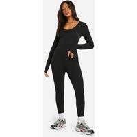 Womens Basic Long Sleeve Scoop Neck Unitard - Black - 16 | NastyGal UK