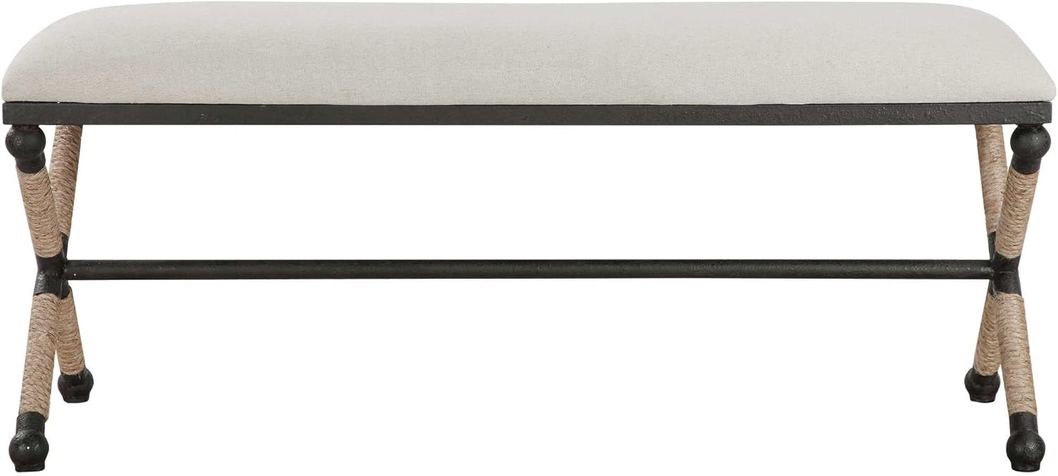 Uttermost 23528 Firth Upholstered Iron Bench in Oatmeal, 16" D x 47.5" W x 21.25" H, Natural | Amazon (US)