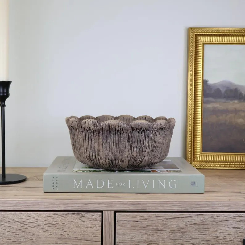 Artisan Scalloped Rustic Decorative Bowl: Hand Finished Vintage Style, 7.5” Diameter - Etsy | Etsy (US)