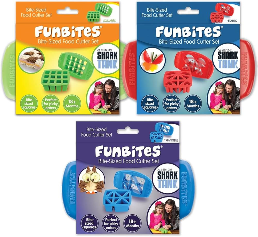 Food Cutter Set, Green Squares, Red Hearts, Blue Triangles | Amazon (US)