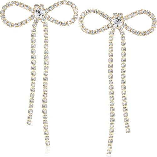 Simulated Diamond Bow Stud Earrings for Women - Small Sparkly Cubic Zirconia Studs, Hypoallergeni... | Amazon (US)