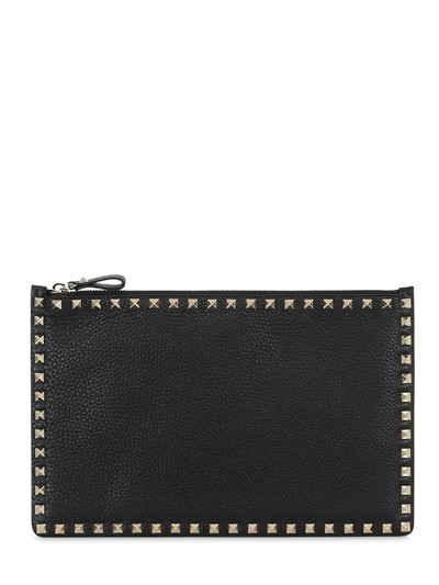 MEDIUM ROCKSTUD LEATHER POUCH | Luisaviaroma