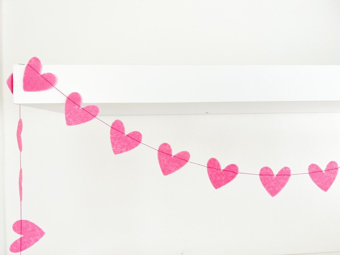 Mini Pink Heart Felt Garland, Bunting, Banner - Valentine's Day, Anniversary, LOVE | Etsy (US)