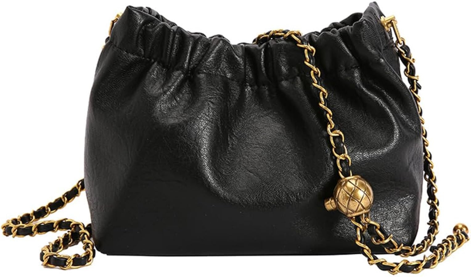 Womens Leather Chain Hobo Bag Tote Shoulder Handbag Crossbody Bags Trendy Drawstring Small Bag Da... | Amazon (US)