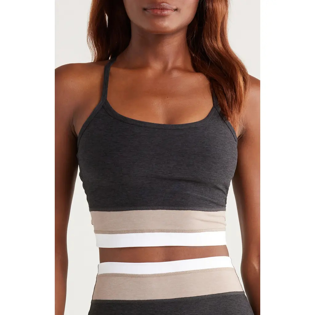 Beyond Yoga Colorblock Space Dye Crop Tank Top in Darkest Night Tri-Color at Nordstrom, Size Medium | Nordstrom