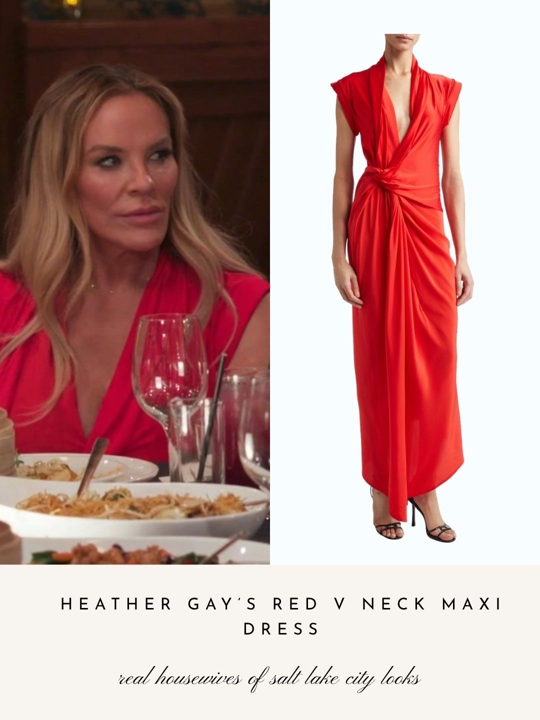 Heather Gay’s Red V Neck Maxi Dress