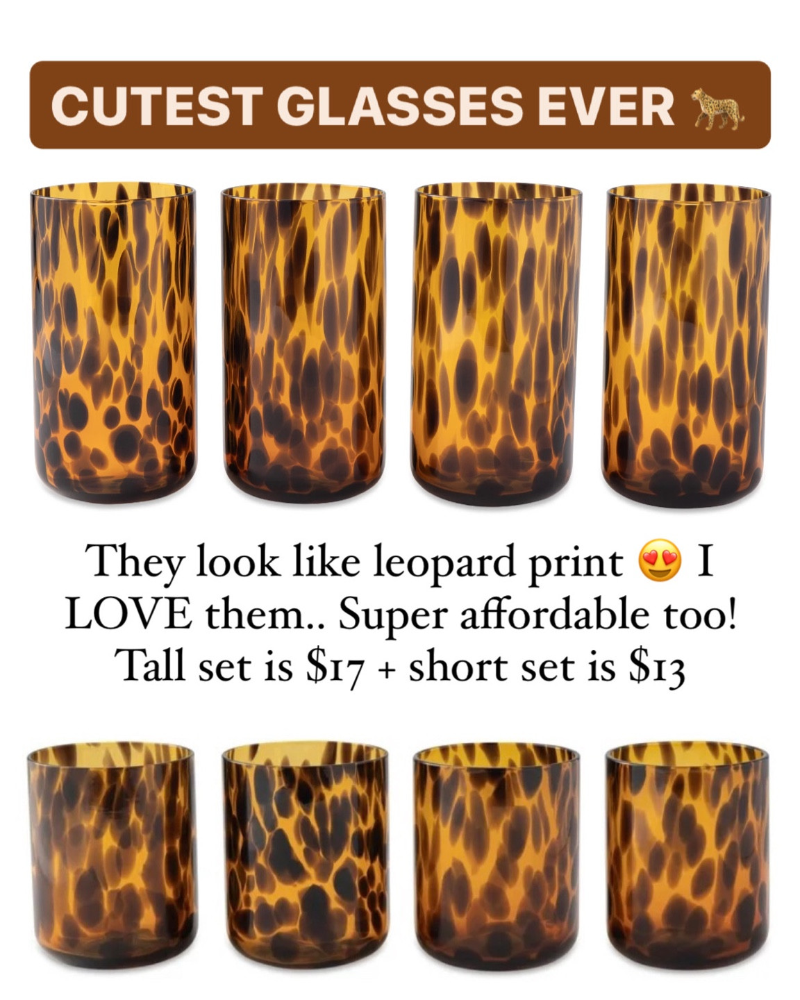 Tortoise black drinking glass set / tortoise brown drinking glass set 

#LTKBacktoSchool #LTKFindsUnder50 #LTKHome