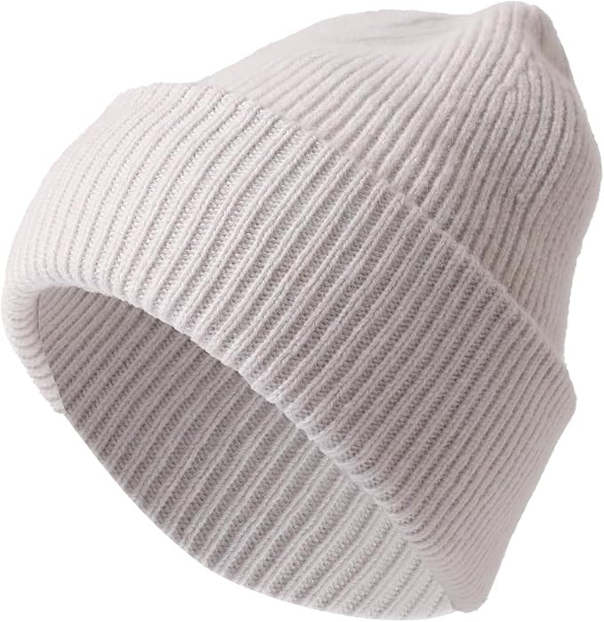 100% Merino Wool Beanie Hat for Men and Women, Unisex Thermal Winter Hat, One Size Cuffed Knit Ri... | Amazon (US)