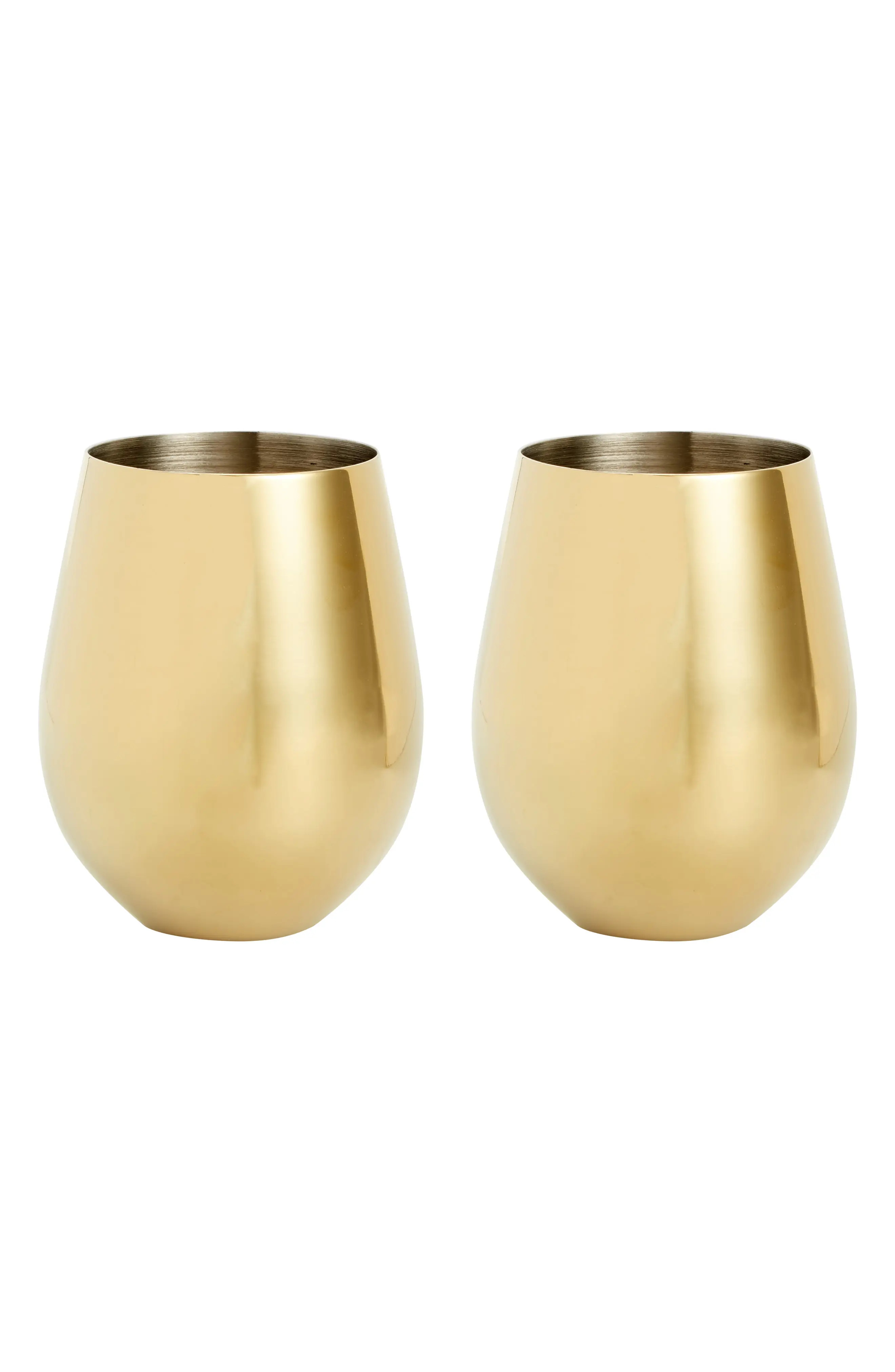 Viski Belmont Set Of 2 Gold Stemless Wine Glasses, Size One Size - Metallic | Nordstrom