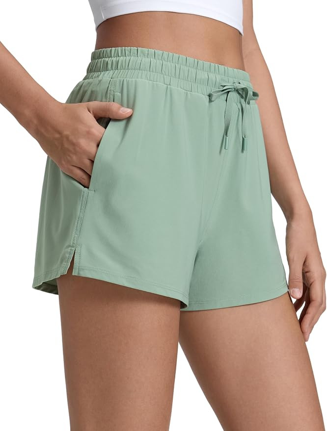 CRZ YOGA Drapey 2 in 1 Athletic Shorts for Women - High Waisted V Slit Casual Tennis Running with... | Amazon (US)