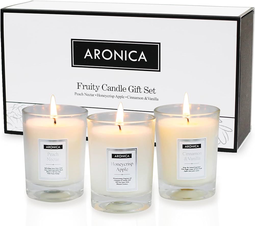 Aronica White Fall and Winter Candle Set, Thanksgiving Hostess Gifts, Holiday Scented Candle Sets... | Amazon (US)