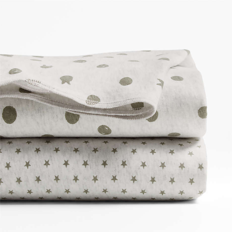 Pink Organic Cotton Heathered Jersey Baby Swaddle Blankets, Set of 2 + Reviews | Crate & Kids | Crate & Barrel