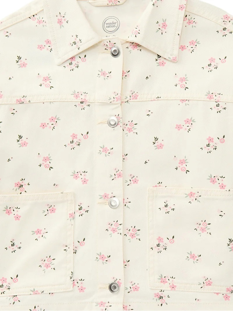 Wonder Nation Girls Denim Trend Jacket, Sizes 4-18 & Plus | Walmart (US)