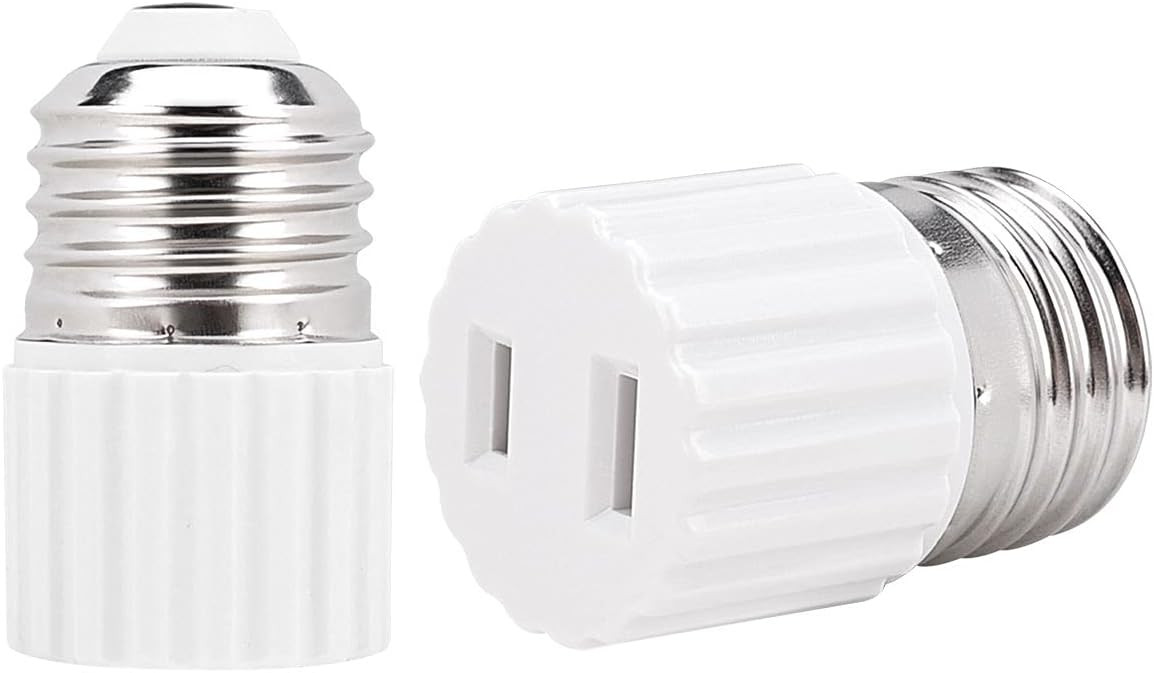 [2 Pack] E26 Light Socket Plug Adapter，E26 Light Socket to 2 Prong Outlet Adapter, Polarized 2 Prong | Amazon (US)