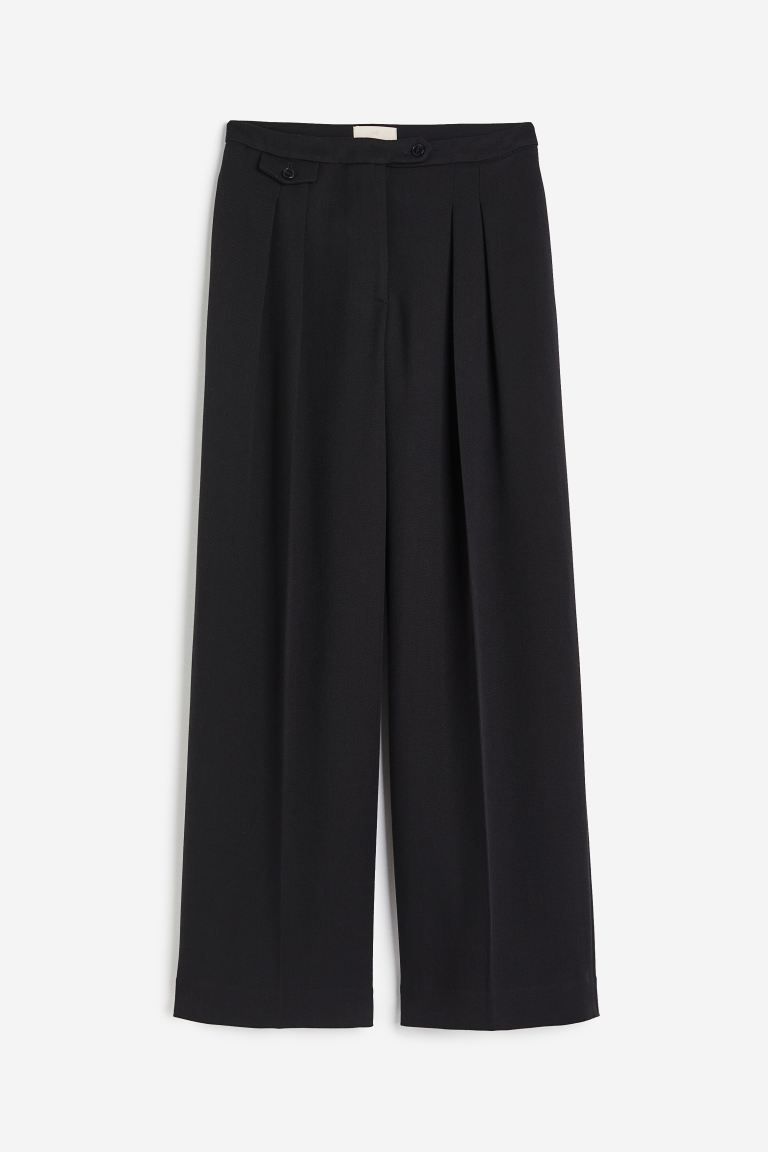 Pantalon large en laine mélangée - Noir - FEMME | H&M FR | H&M (FR & IT & ES)