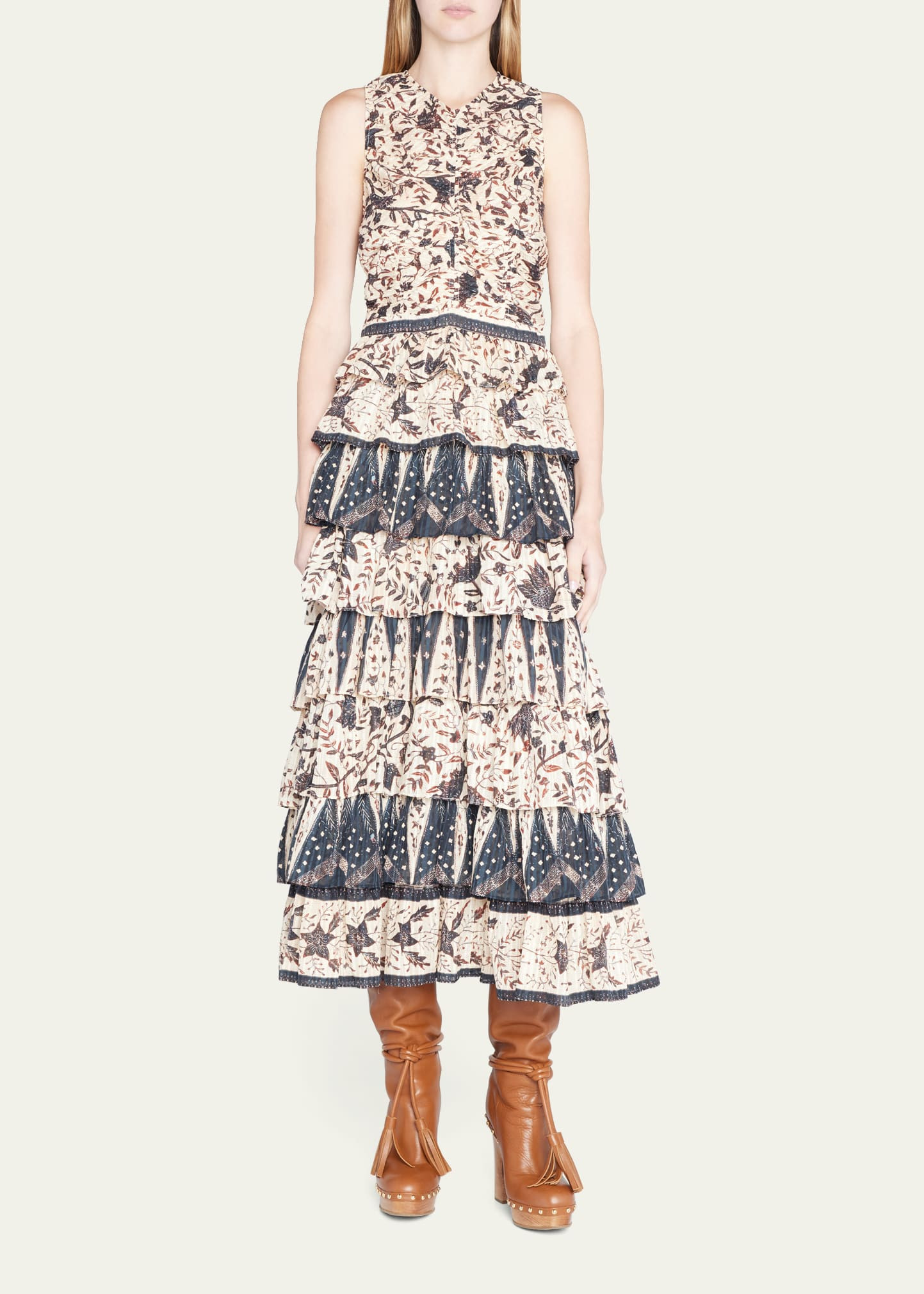 Ulla Johnson Ariah Sleeveless Tiered-Ruffle Maxi Dress | Bergdorf Goodman