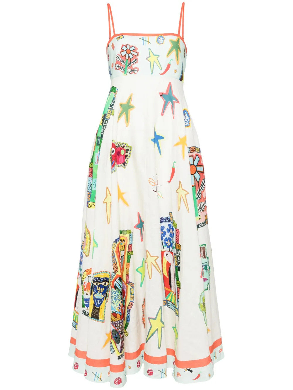 ALEMAIS Graphic Print Linen Dress - Farfetch | Farfetch Global