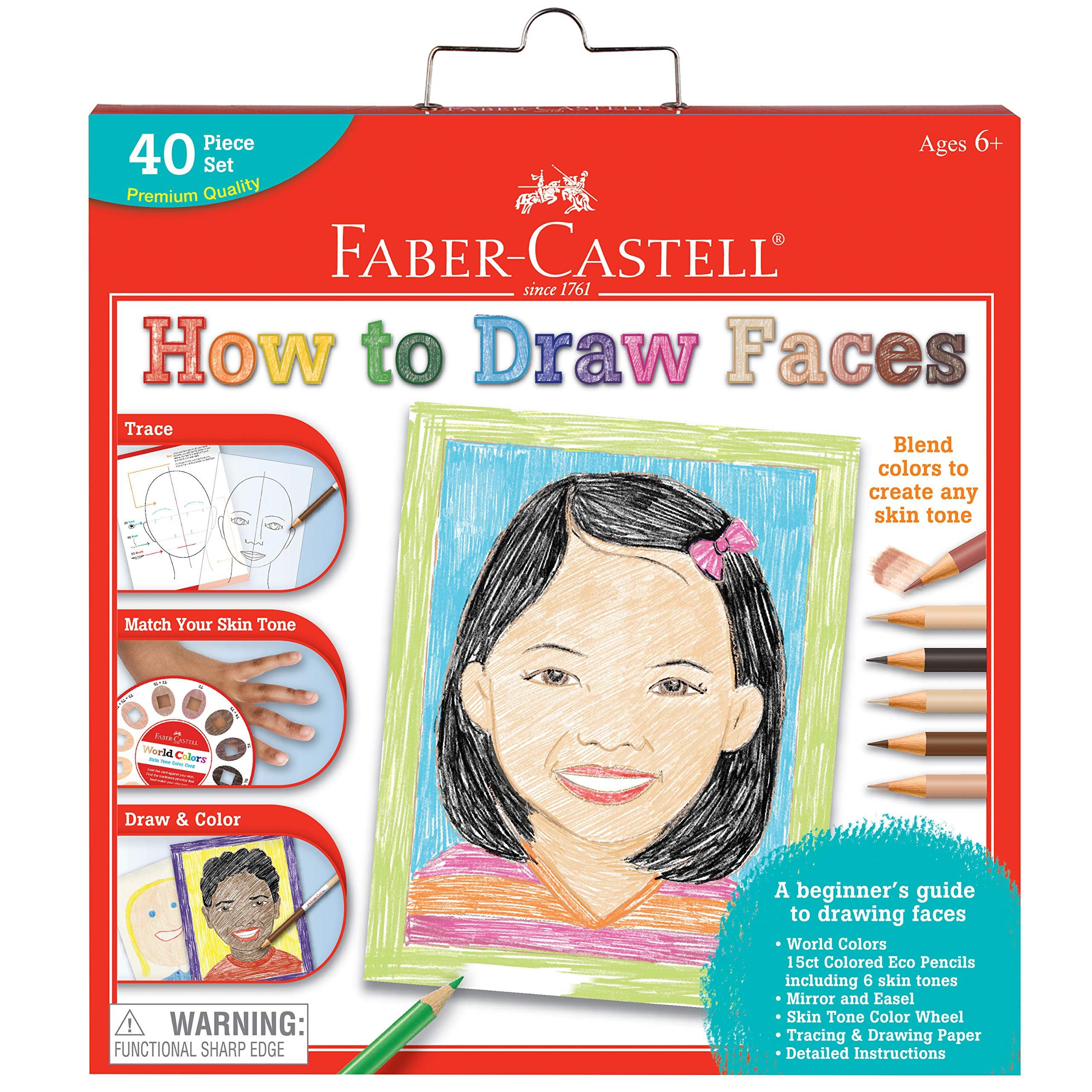 Faber-Castell World Colors How to Draw Faces Kit - Learn to Draw Portraits for Beginners - 40 Pie... | Amazon (US)