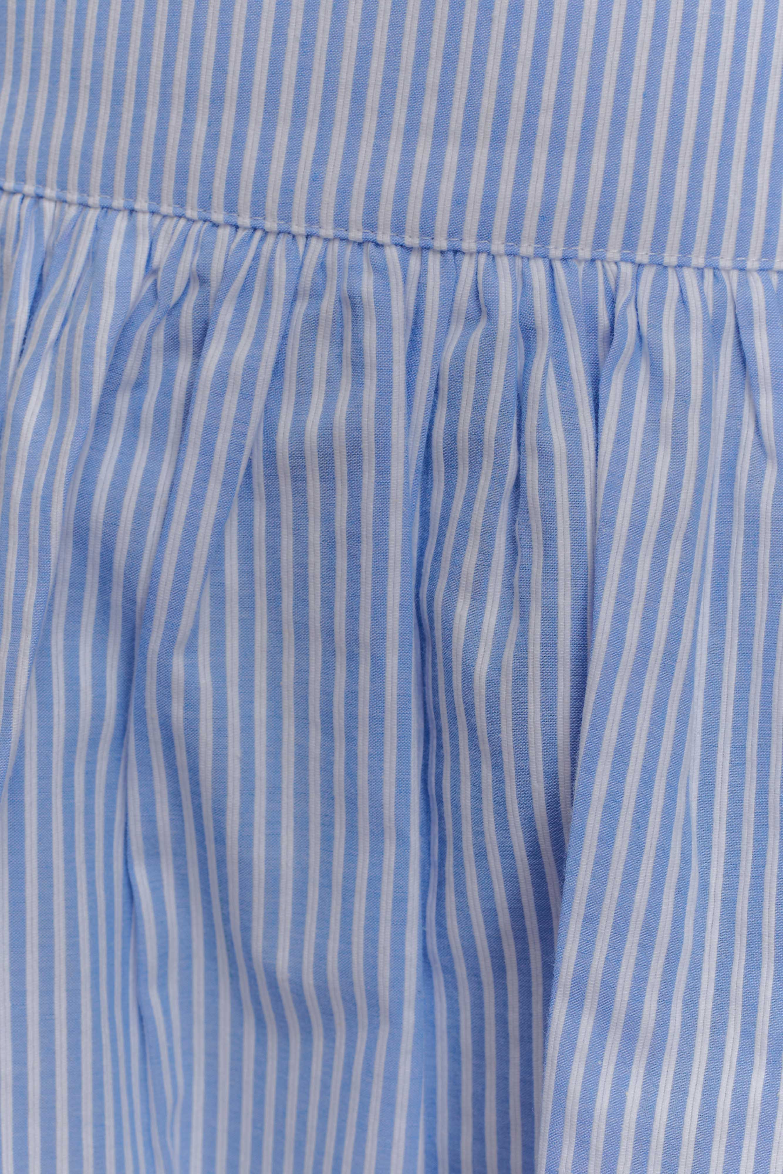 Gretel Hem Mini Skirt - Blue Pinstripe | MESHKI US