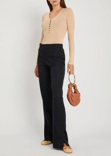 Pintuck flared-leg wool trousers | Harvey Nichols