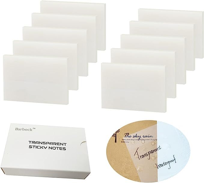 Bsrbock Transparent Sticky Notes 500 Sheets, 1.5 x 2 in Clear Sticky Notes, See Through Invisible... | Amazon (US)