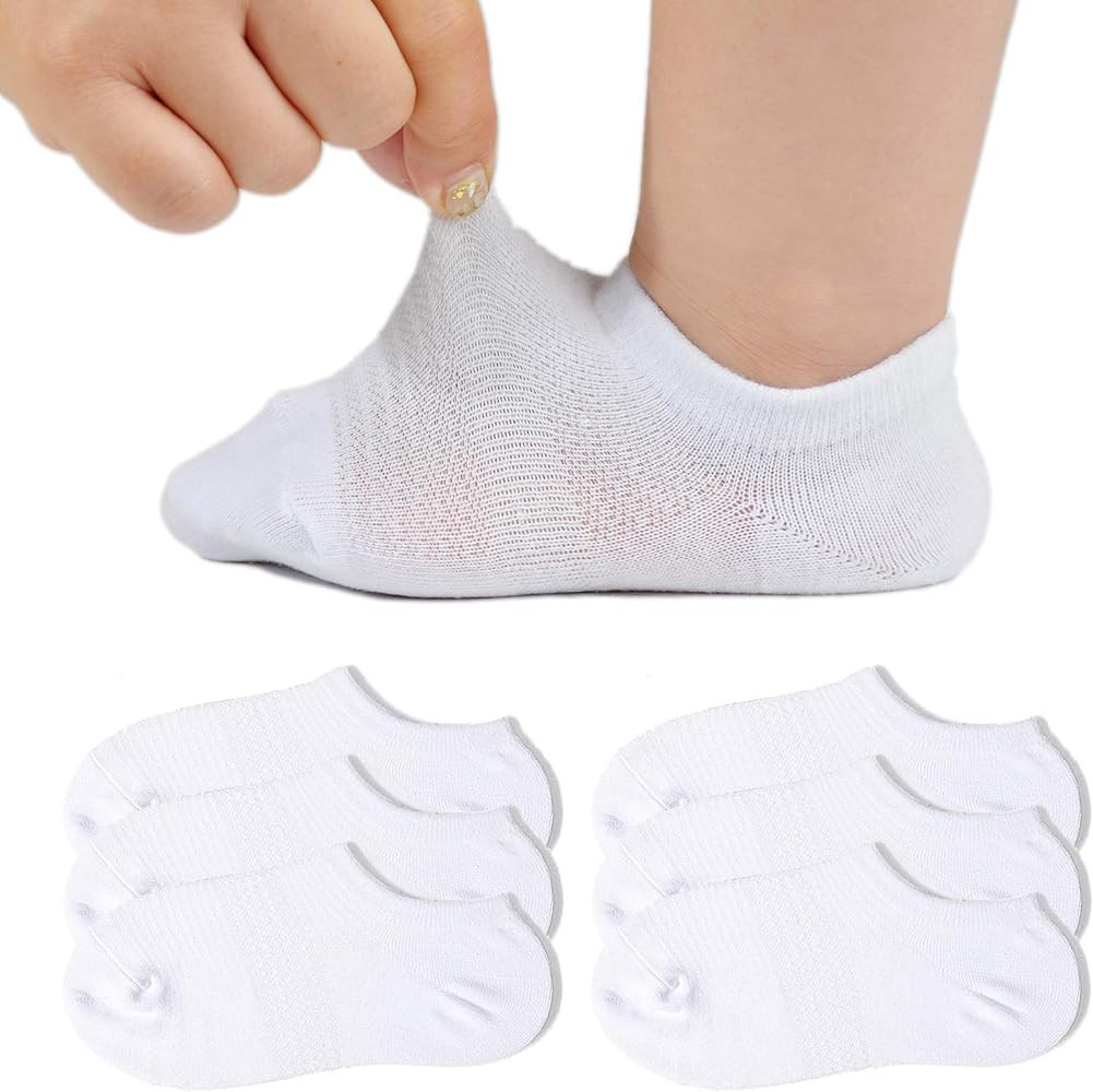 Toddler Little Girls Boys No Show Socks Cotton Low Cut Socks With Grips | Amazon (US)